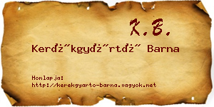 Kerékgyártó Barna névjegykártya